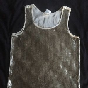 Gold Sequin J Crew Tank Top w/ Transparent Back
